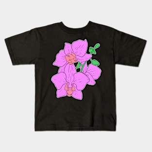 Pink Moth Orchid Hand Drawn Gardening Gift Kids T-Shirt